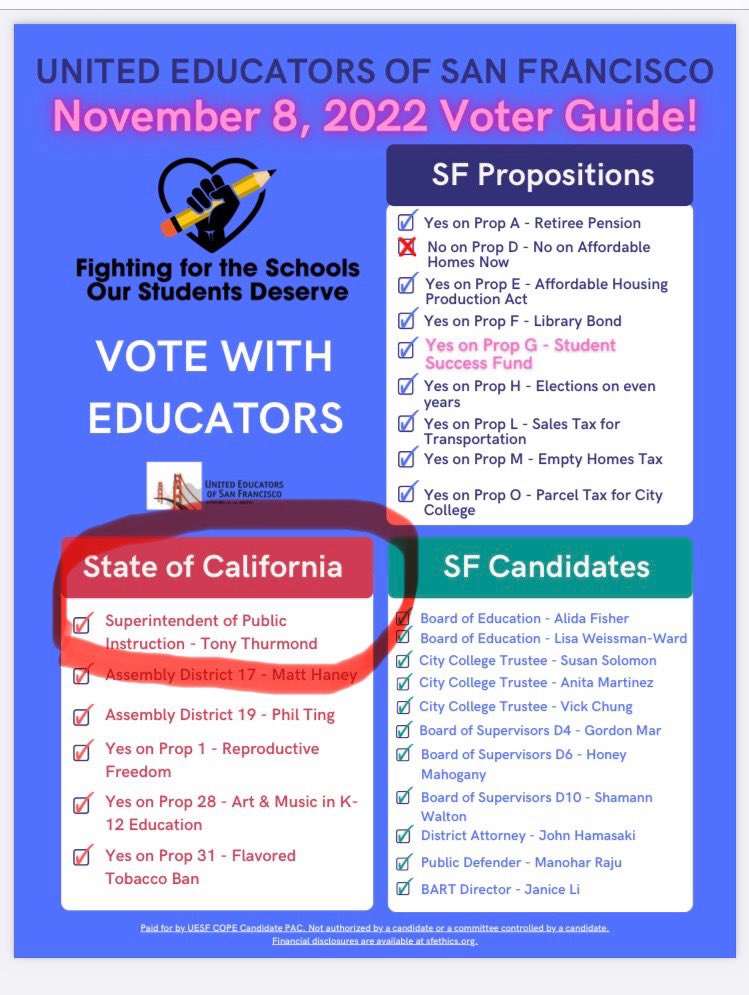 UESF leadership is just so unapologetically stupid. Tony Thurmond actually wakes up from the dead and does a damn thing for once in his joke of a career and UESF stabs their own in the back.