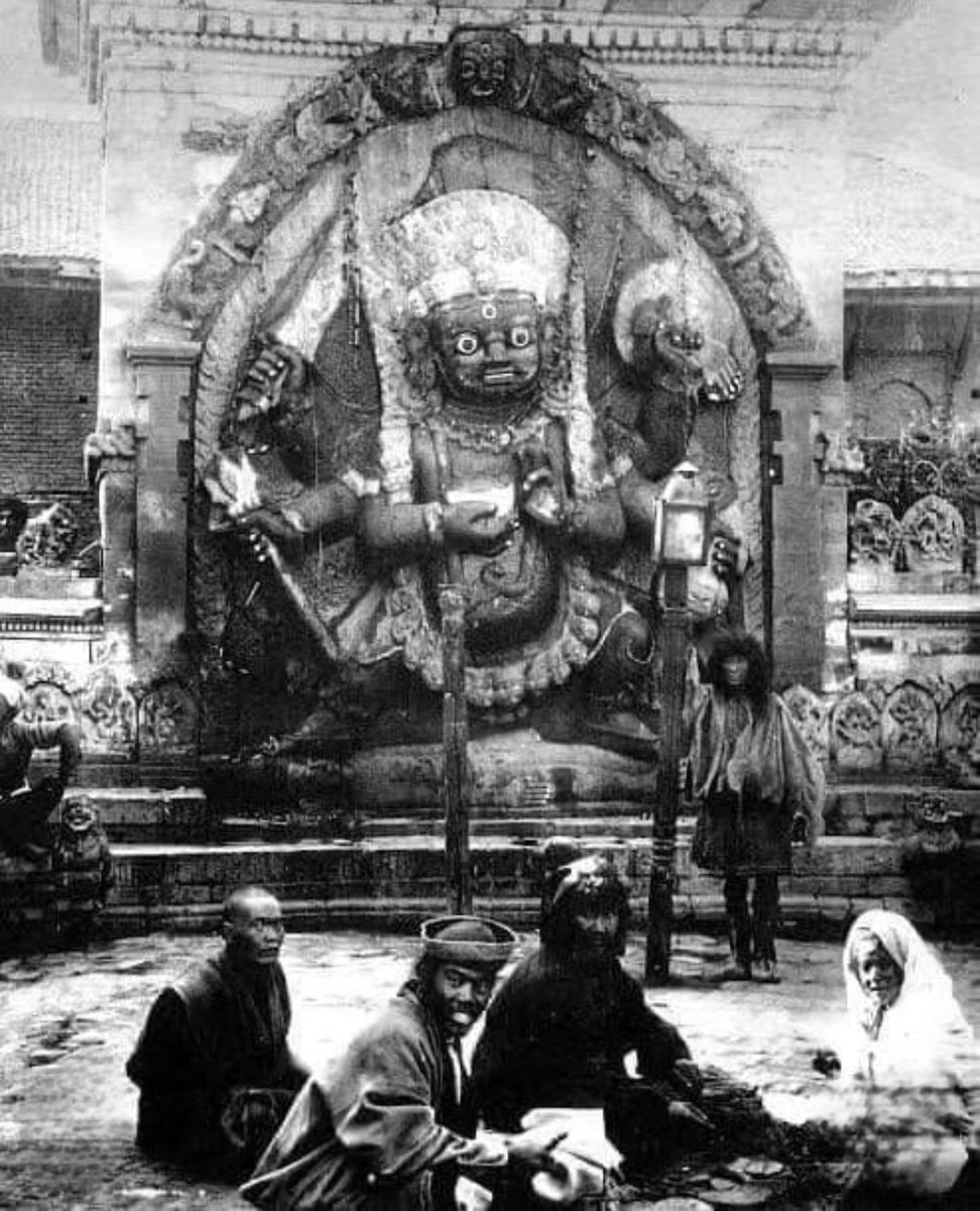 One of the oldest photograph of Kaal Bhairav Bhagwan, taken by Dr. Kurt Boeck at Kathmandu Durbar square, Nepal. circa 1890!