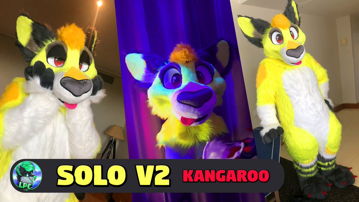 🍋 Coming in Lemony Fresh with Solo Roo's Updated Look! 🍋

He is built on a 3D printed 'fake foam' base which is light, breathable and super tough, as well as our new Dye Sublimated eyes + eyelids! 🎉

Thanks for hopping back with us🦘

linktr.ee/LucidPawCreati…
🖤🤍💚 Ryn~