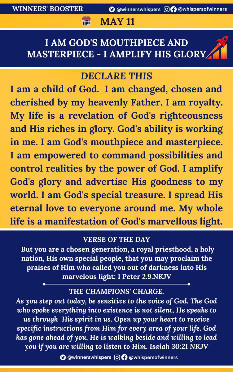 Declare this:

I am a child of God.  I am changed, chosen and cherished by my heavenly Father. I am royalty. My life is a revelation of God's righteousness  and His riches in glory. God's ability is working  in me. I am God's mouthpiece and masterpiece. I am empowered to.....
1/2