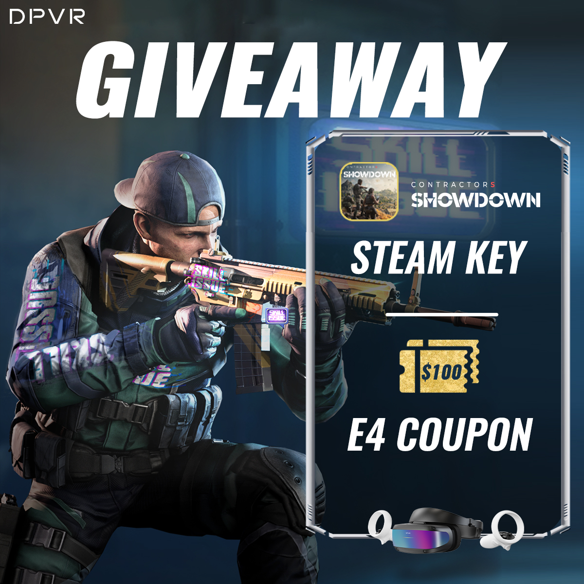 🚨 VR GAME #GIVEAWAY 🚨
To celebrate Contractors Showdown new launch, we're giving away: 

🗝️ Steam key 
🎫 $100 E4 coupon

To enter:
-Retweet
-Follow me & @ContractorsBR

Winner picked on May 15th.