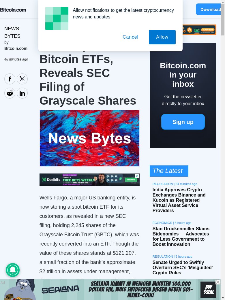 BREAKING NEWS :  Wells Fargo holding Bitcoin ETFs could impact cryptocurrency prices significantly. cryptoeco.net/tw/7722.html  #SEC #ETFs #Grayscale