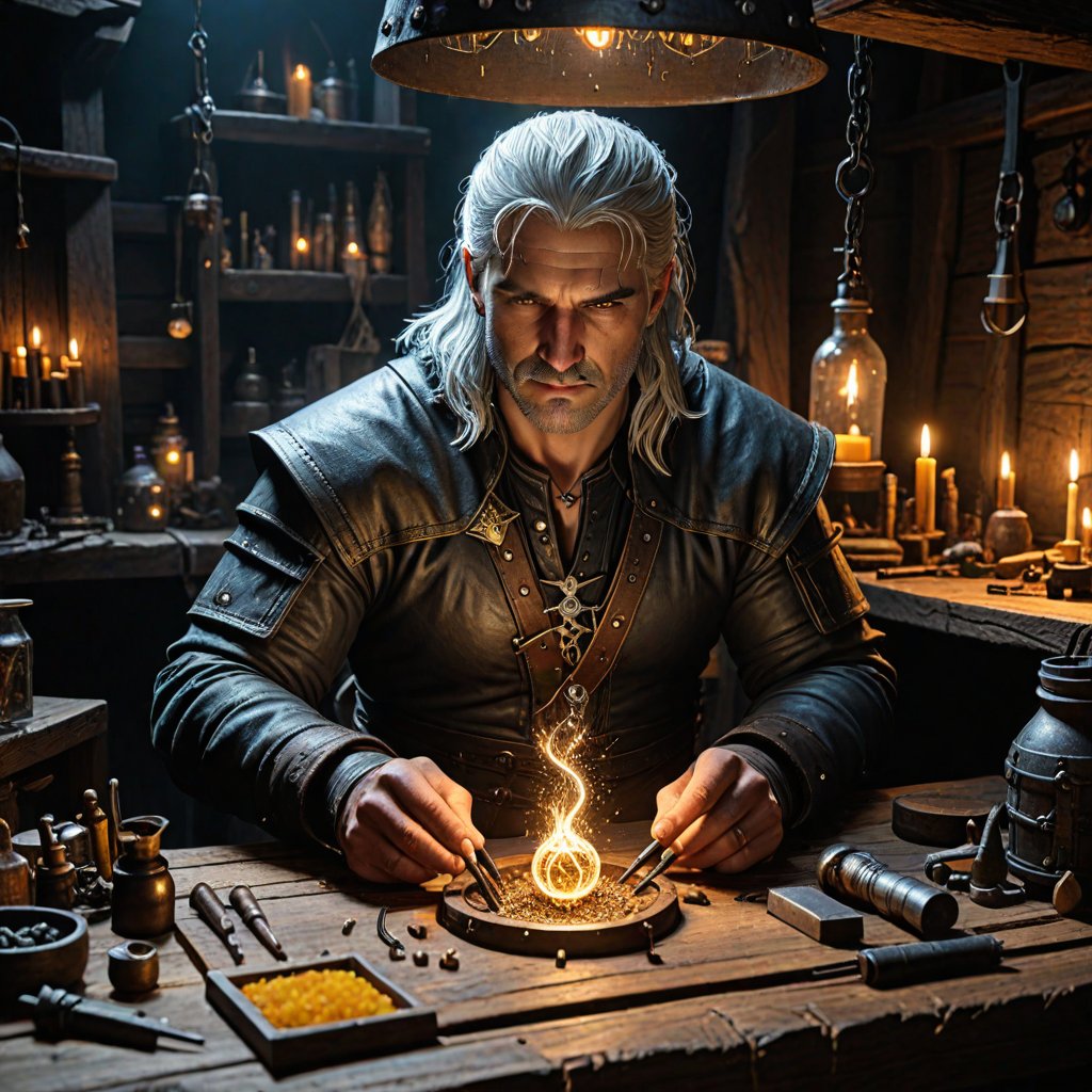 Alchemy Image created by an AI Art Generator ℍ𝕠𝕥𝕡𝕠𝕥 #GeraltOfRivia #Geralt #TheWitcher @CDPROJEKTRED