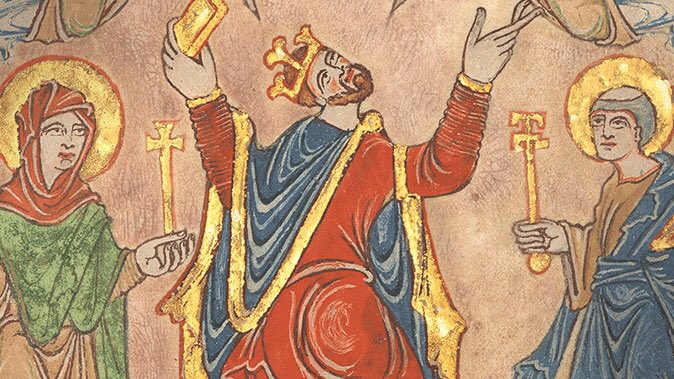 The coronation, perhaps the second, of Edgar the Peaceable as king of the English took place at Bath #OTD in 973. Soon after, he went to Chester, where he received oaths from kings including Cináed of Alba, Máel Coluim of Strathclyde and Maccus of the Hebrides.