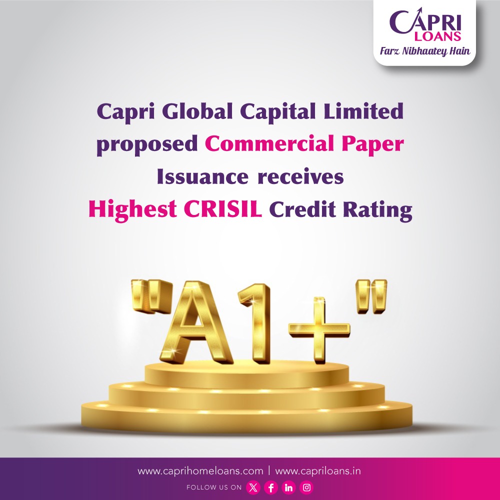 Delighted to announce that our Proposed Commercial Paper Issuance has been awarded a CRISIL Credit Rating of 'A1+', reflecting a strong degree of safety and lowest credit risk. This reaffirms our dedication to financial inclusivity and reliability. #CRISILRating