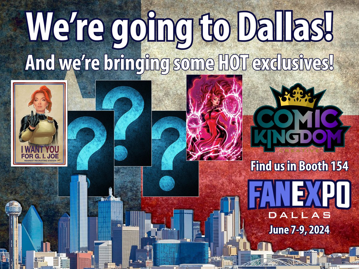 ⭐️ We're going to Fan Expo Dallas, and we're bringing HOT exclusives: @Sajad_Shah Scarlett #1 and @Dawn_McTeigue Scarlet Witch #1, plus a few more! Presale at tinyurl.com/CK-Dallas!
#comickingdomcreative #comickingdomrules #musthavecover #sajadshah #dawnmcteigue