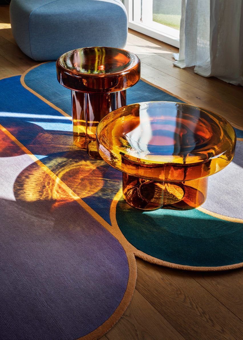 Brown glass soda coffee table for Miniforms By Yiannis Ghikas