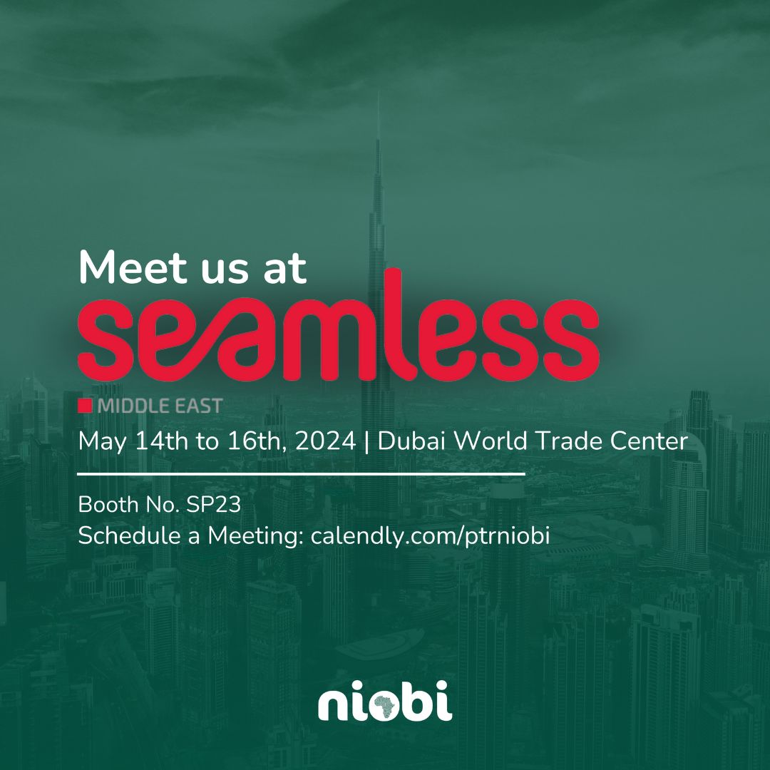 Join us at Seamless Middle East, May 14th-16th, 2024, Dubai World Trade Center! 🌟 Lets meet at the Niobi Booth No. SP23. Schedule a meeting with us here: 🔗🤝 buff.ly/4a0ZXuV. 

💼 #SeamlessMiddleEast #SeamlessDXB ✨#seamless2024 #finance #automation #business