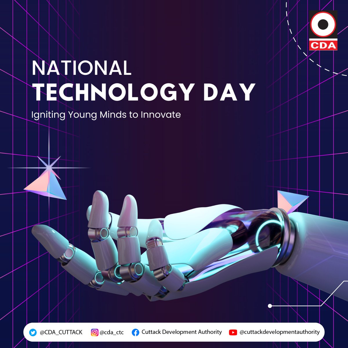 Let's honour the brilliant minds who are shaping our digital future, pushing boundaries and turning the unimaginable into reality with each passing day.

Happy National Technology Day!

#TechInnovators #DigitalFuture #NationalTechDay  #CDA #CuttackDevelopmentAuthority #Cuttack