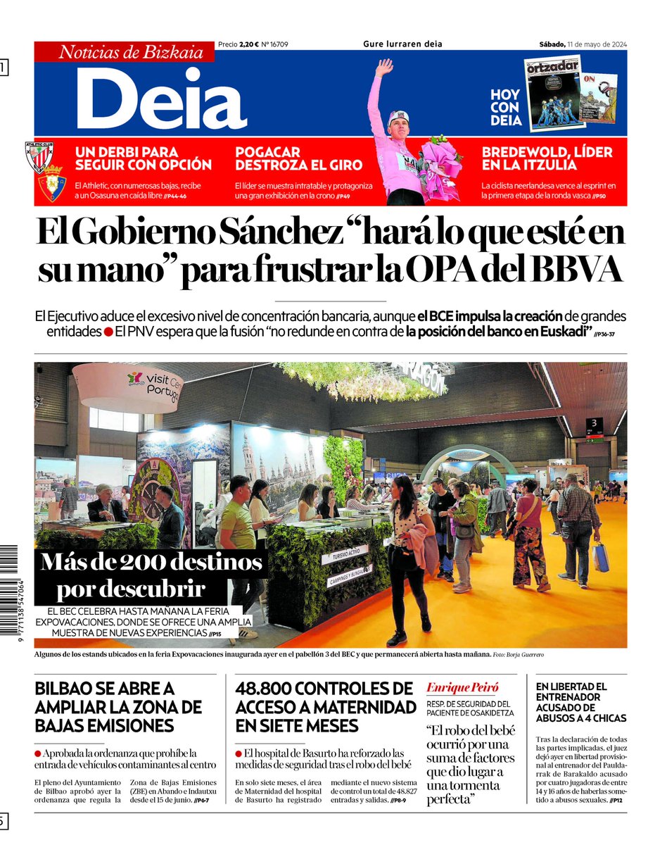 Egun on! Consulta la portada de DEIA de hoy viernes 11 de mayo deia.eus || Descarga la versión de la edición impresa en PRESST 🗞️: presst.net/journal/deia