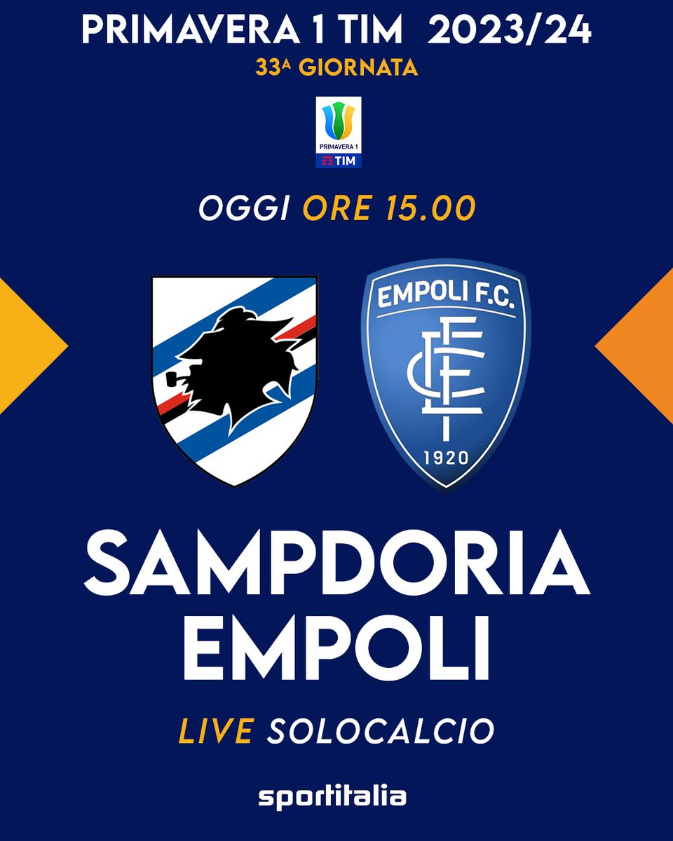 Il campionato #Primavera1 è in esclusiva su #Sportitalia ‼️ ⚽️ Cagliari - Genoa 🕐 Ore 11 📺 60 DTT ⚽️ Lazio - Inter 🕐 Ore 13 📺 60 DTT ⚽️ Atalanta - Verona 🕐 Ore 15 📺 60 DTT ⚽️ Sampdoria - Empoli 🕐 Ore 15 📺 SoloCalcio