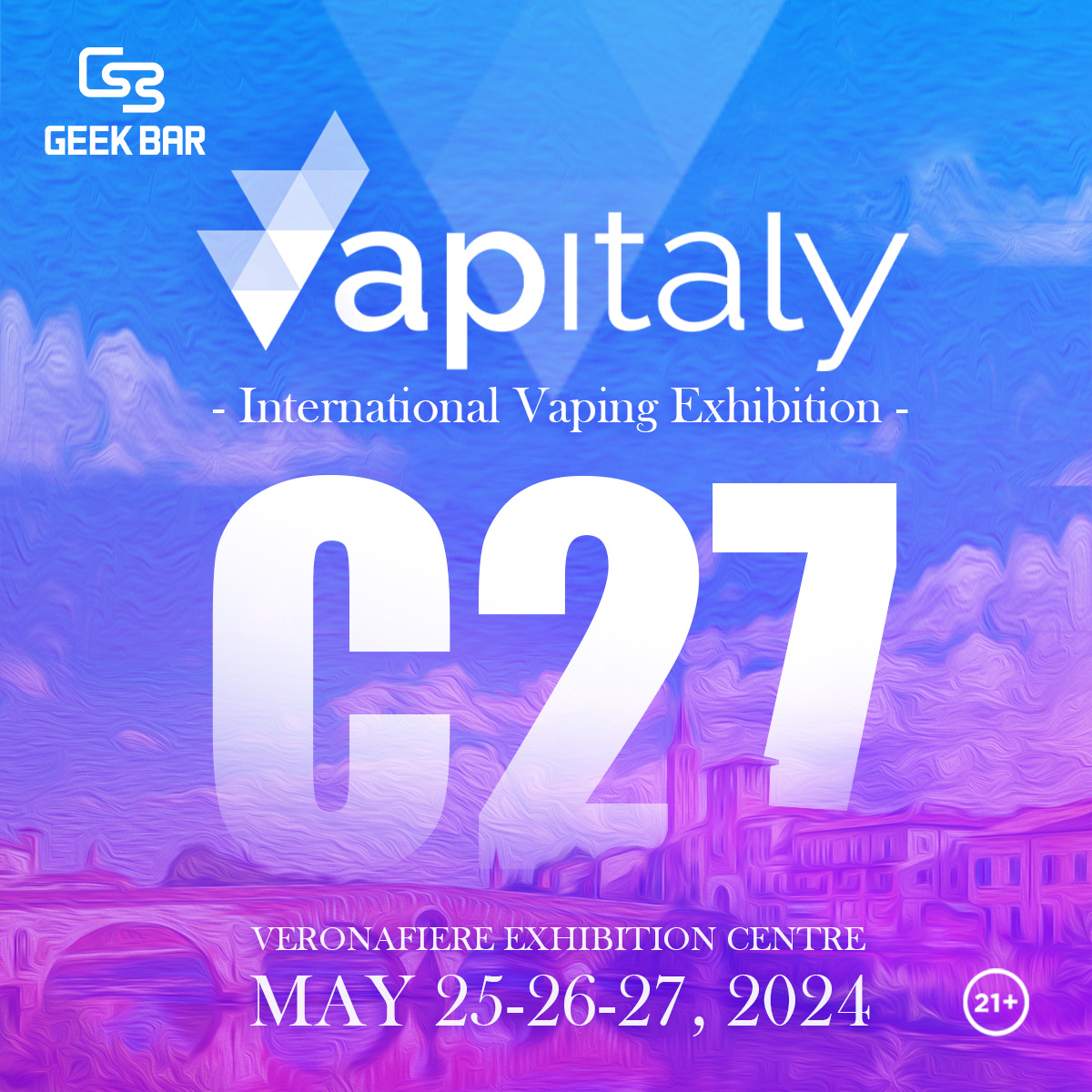 Get ready to ignite your senses at the International Vaping Exhibition!
 Join us at C27 Booth for an electrifying experience like no other!
🧲Location: Veronafiere Exhibition centre.
🕛Time： 25th - 27th May/2024
#geekbar #InternationalVapingExhibition
