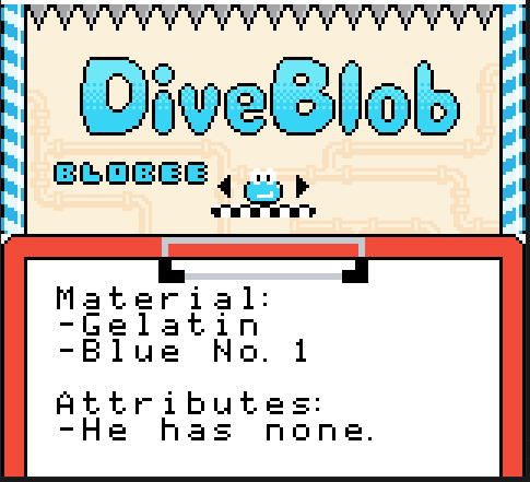Spent all day making this little clipboard you can pull up in the main menu to give details about the selected character.  

#Diveblob #GameBoy #homebrew