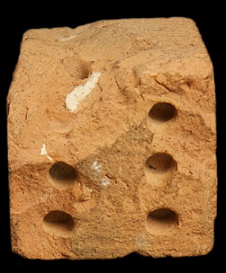 4500 Years Old Dice Made of Baked Clay From Mohenjodaro , Indus Valley Civilization 

(Indian Museum Kolkata )