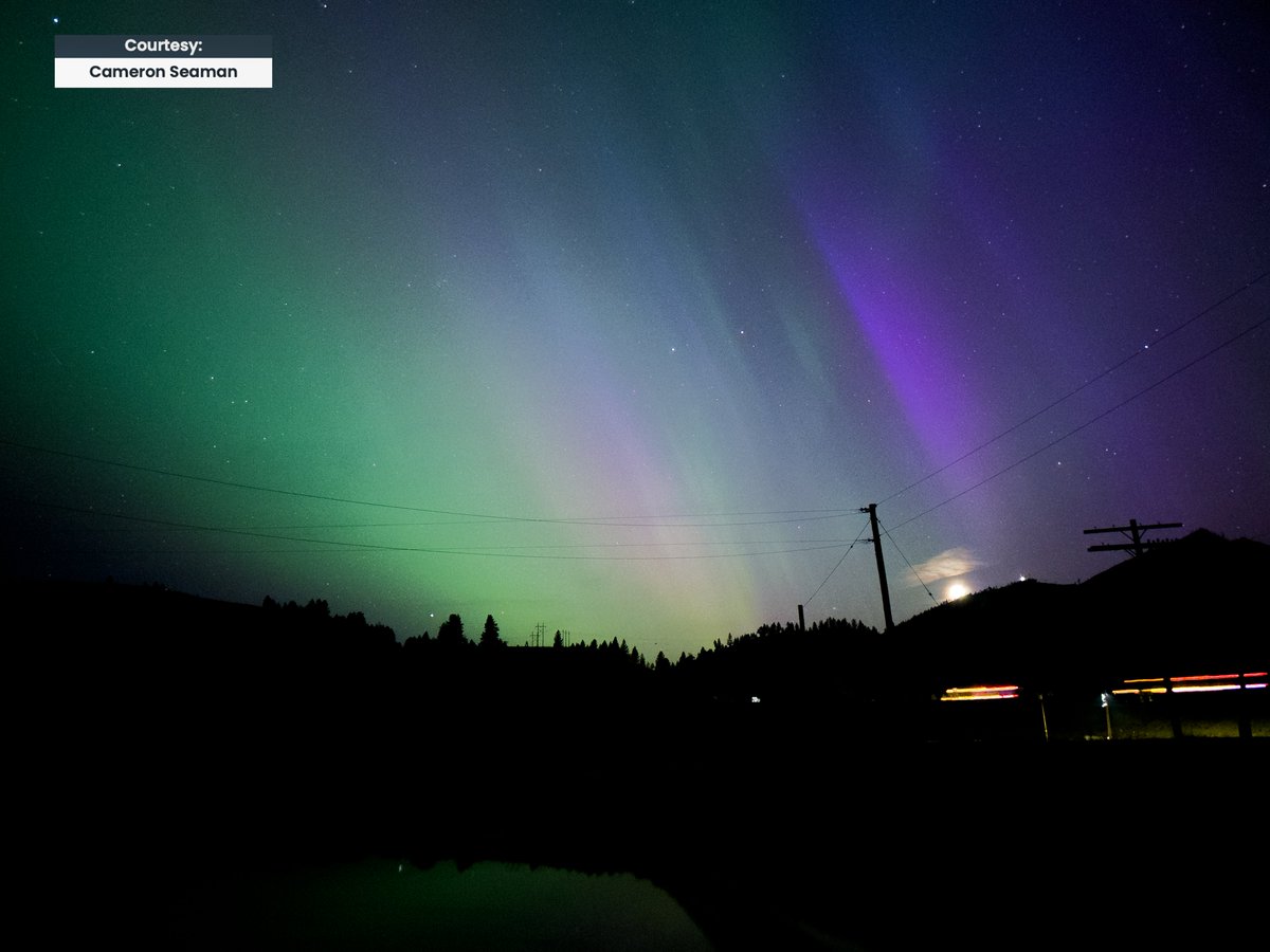 The Big Aurora is meant for the Big Sky. With perfectly clear skies, check out this beautiful shot just east of #Missoula, #Montana. #NorthernLights #MTwx #Auroraborealis #solarstorm