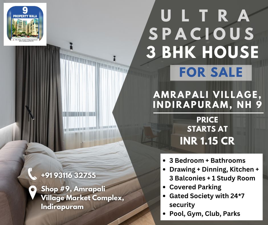 Looking for your ideal residence in Indirapuram? 🏡 Explore luxurious offerings from 9Property Wala,where luxury meets affordability. We have some selective units of 2 & 3 BHK flats that are strategically located at a good location for unparalleled accessibility. 🤙 9311632755