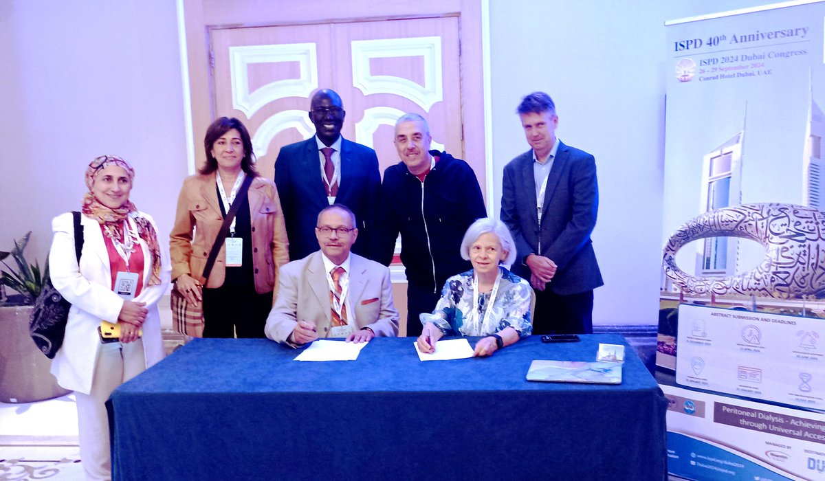 ISPD and @AfricanAFRAN presidents E.Brown and H.Hafez signed today a Memorandum of Understanding which provides a solid framework for the joint initiatives that we are already undertaking to strengthen #PeritonealDialysis in the continent.