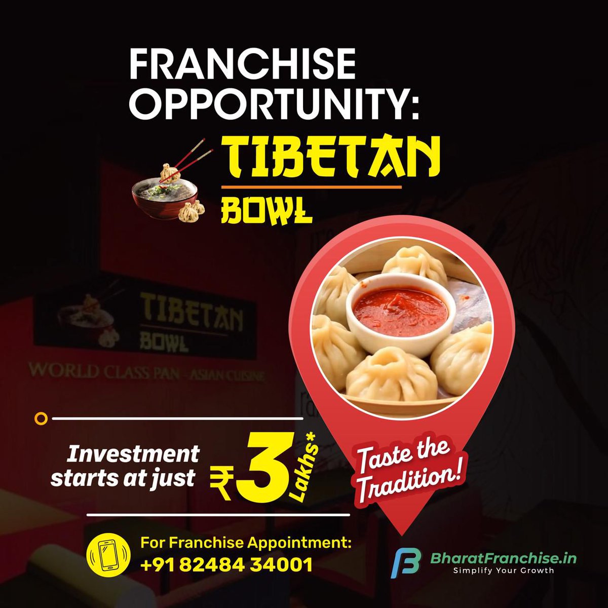 Tibetan Bowl Food Franchise opportunity, where authentic flavors meet entrepreneurial dreams! With an investment of just Rs 3 Lakhs, reach out today and let's dish out success together! Call us at 8248434001.
#TibetanBowlFood #FranchiseOpportunity #InvestInFlavor