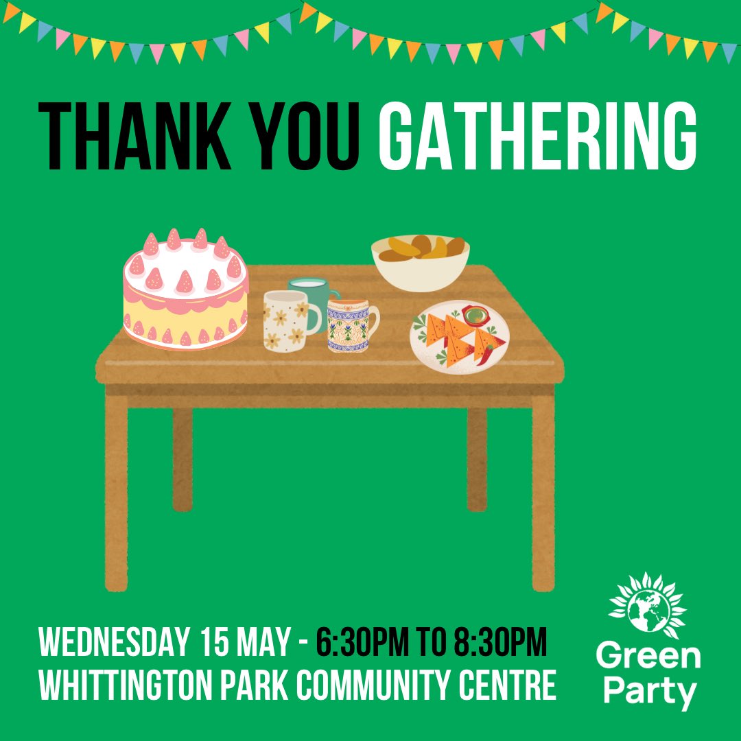 We want to thank all of our hard working volunteers and loyal supporters! Together we re-elected three London Assembly Members 💚 Hope you can join us on Wednesday for our thank you party actionnetwork.org/events/thank-y…