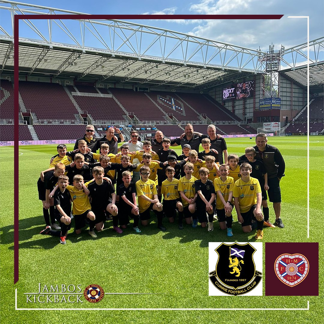 👋 Huge welcome to today's half-time heroes, Currie FC. They'll take to the pitch at half-time for a kickabout ⚽️ @heartscoaching 🤝 @jamb0skickback