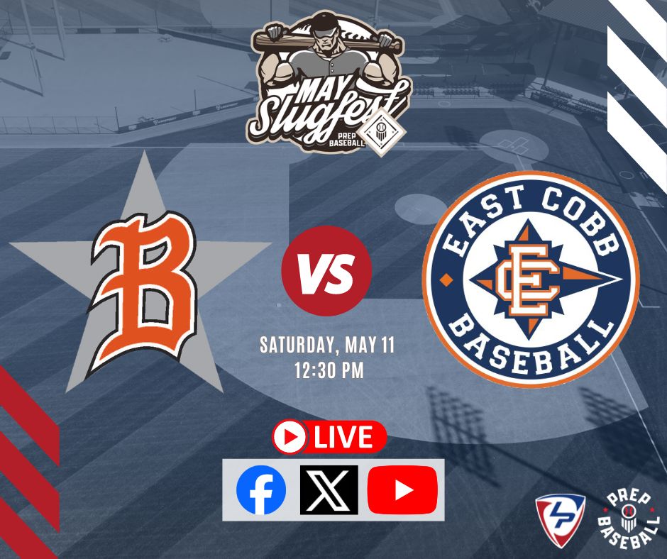 May Slugfest, 𝗟𝗜𝗩𝗘 from LakePoint Sports ⚾️ @Bham_Stars 🆚 @Official_ECB ⏰ Saturday, 12:30 p.m. 🎙️ @coryjmccartney, @Avery_Hunt20 & @TgDbacks's Todd Greene 📺 Free on Facebook, X and YouTube @prepbaseball | @PrepBaseballGA | @PrepBaseballAL