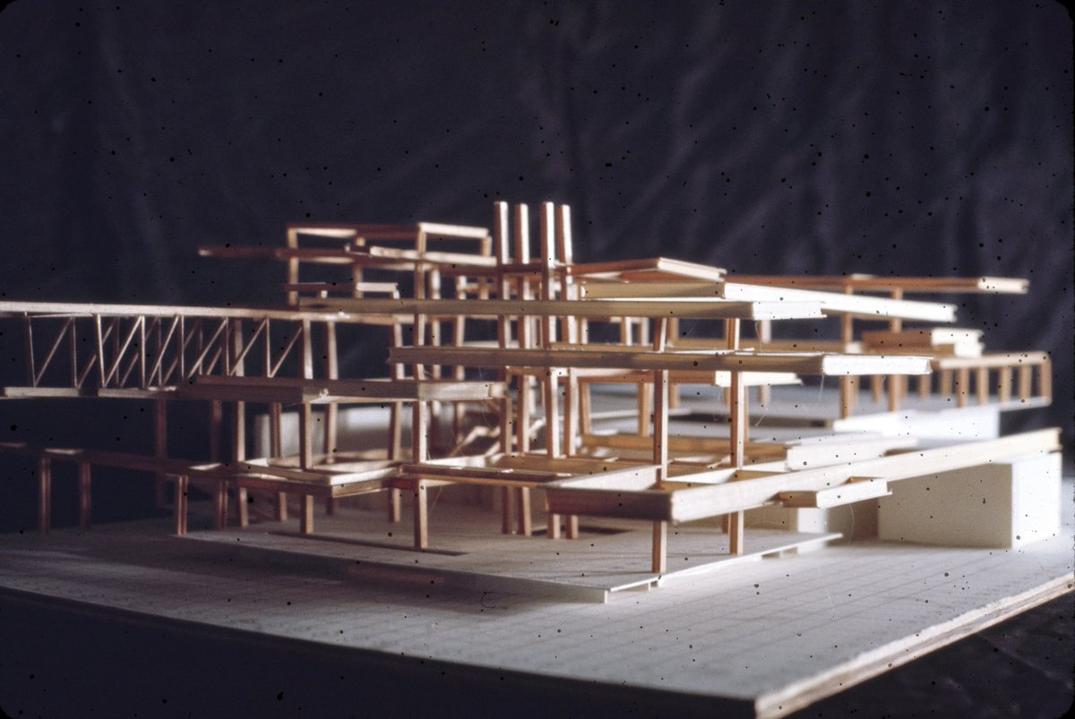 Photo of the presentation model of the Bass Residence in Fort Worth, Texas designed by architect Paul Rudolph from 1972. paulrudolph.institute⁠ ⠀⁠ #architecture #paulrudolphinst #archimasters #buildingstyles_gf #archihunter #archidaily #archi_unlimited #archdaily