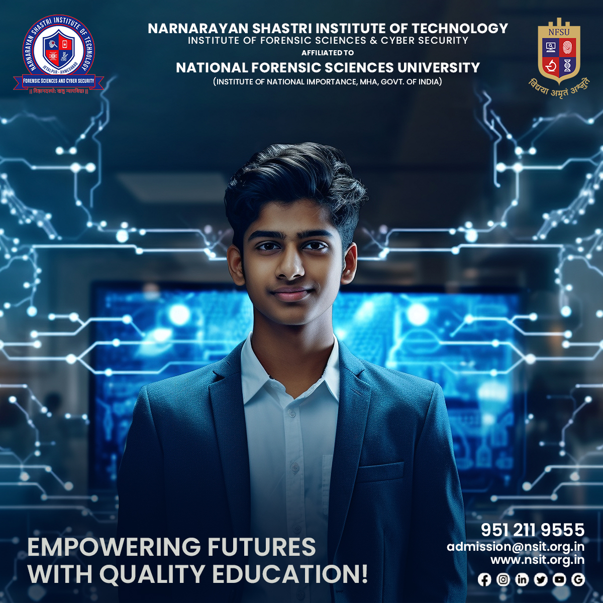 Inquire today at NSIT-IFSCS, Jetalpur, Ahmedabad to build your dream career in the field of Forensic Sciences and Cyber Security.

#nsit #nsitjetalpur #digitalforensics #cybersecurity #ForensicScience #forensics #ahmedabad #AdmissionOpen #ifscs #security #technology #cybercrime