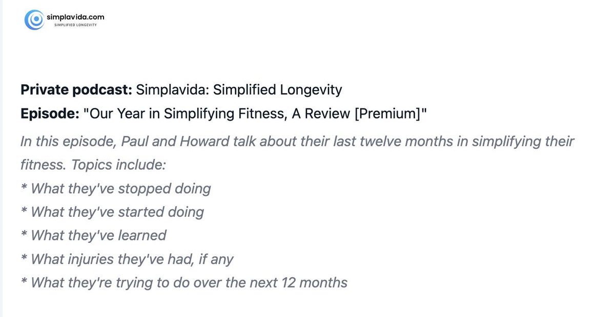 This was a great podcast episode for @simplavida ... @pkedrosky and my last 12 months of simplifying our fitness. What worked... What didn't... What we changed... Why we changed... What our goals are... ... and more.