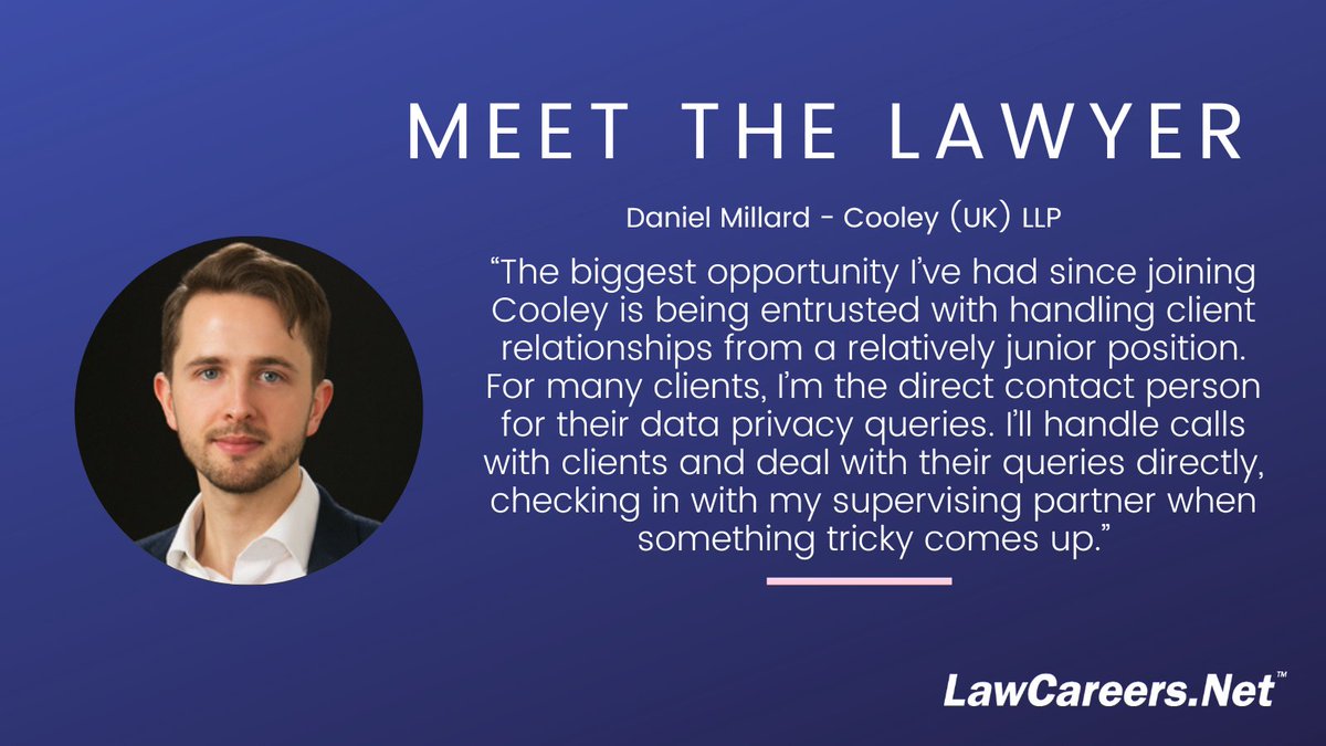 Read this Meet the Lawyer to find out more Daniel Millard's life as a lawyer at @CooleyLLP lawcareers.net/Solicitors/Mee…