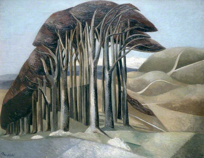 Paul Nash is known for delving into the world of abstract landscape painting 🌳 The artist was born #OnThisDay, read more 👉 ow.ly/Pg8g50RAmAn 'Wood on the Downs' by Paul Nash (1889–1946) 📷 @AbdnArtMuseums