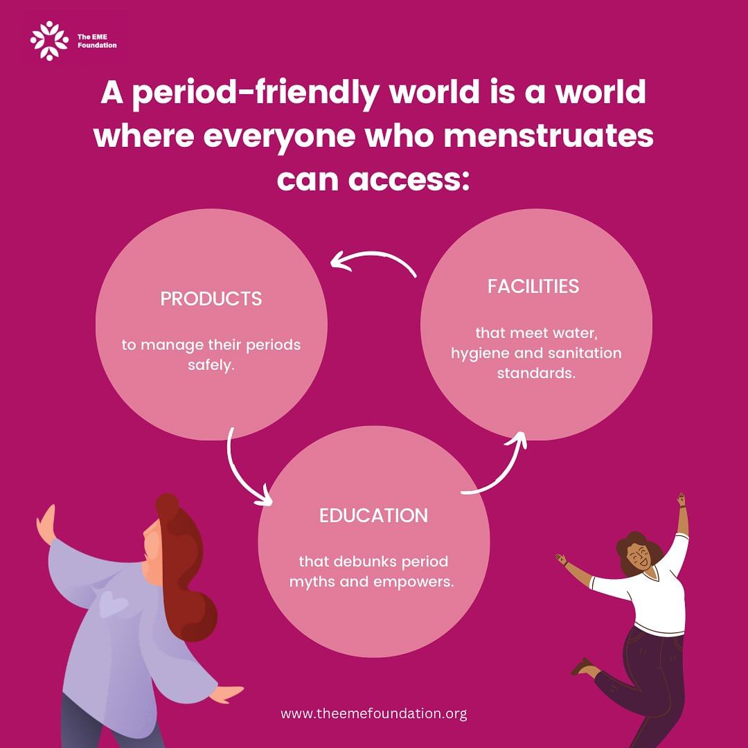 This is what a period-friendly world means to us. Will you join us in working towards it?

#MenstrualEquity #Menstruation #TheEMEFoundation