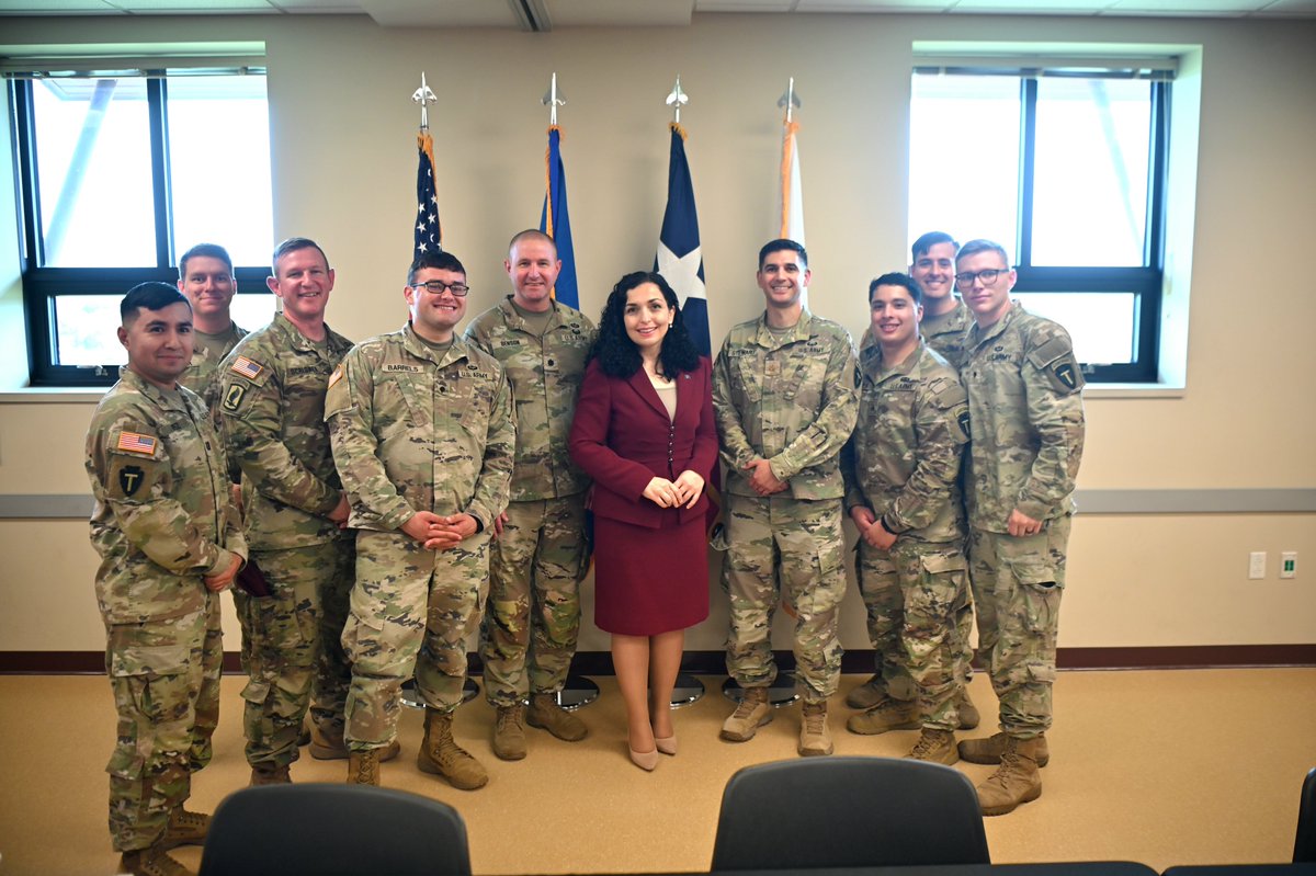 Honored to have visited the brave women and men of the @TexasGuard—who also served in Kosovo last year during Serbia's act of aggression. They continue to stand shoulder to shoulder with us in defense of our Republic. I expressed the deep gratitude of the people of Kosovo for
