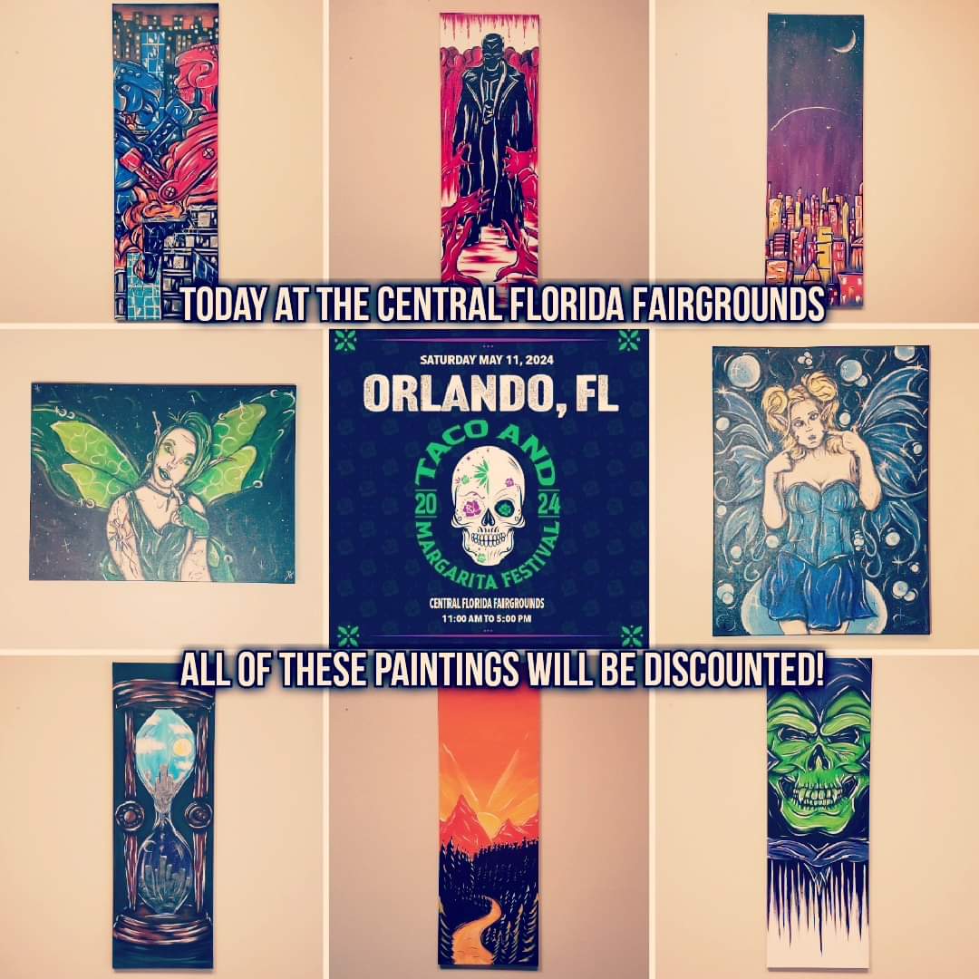 Come on out to enjoy tacos, margaritas, love wrestling, amazing vendors, and more!!! 

#JBauerart #art #artist #tacoandmargaritafestival #tacos #Florida #centralflorida #centralflorida #fanart #margaritas #Fairies #comics #landscapepainting #skeletor #blade