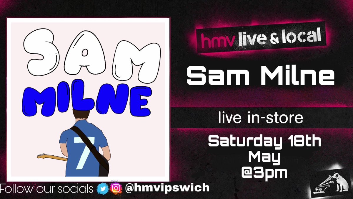 Next Saturday at 3pm.  We welcome up & comer Sam Milne to perform live in store!  Make sure you come down & check him out.  #hmvliveandlocal #livemusic #livemusicipswich