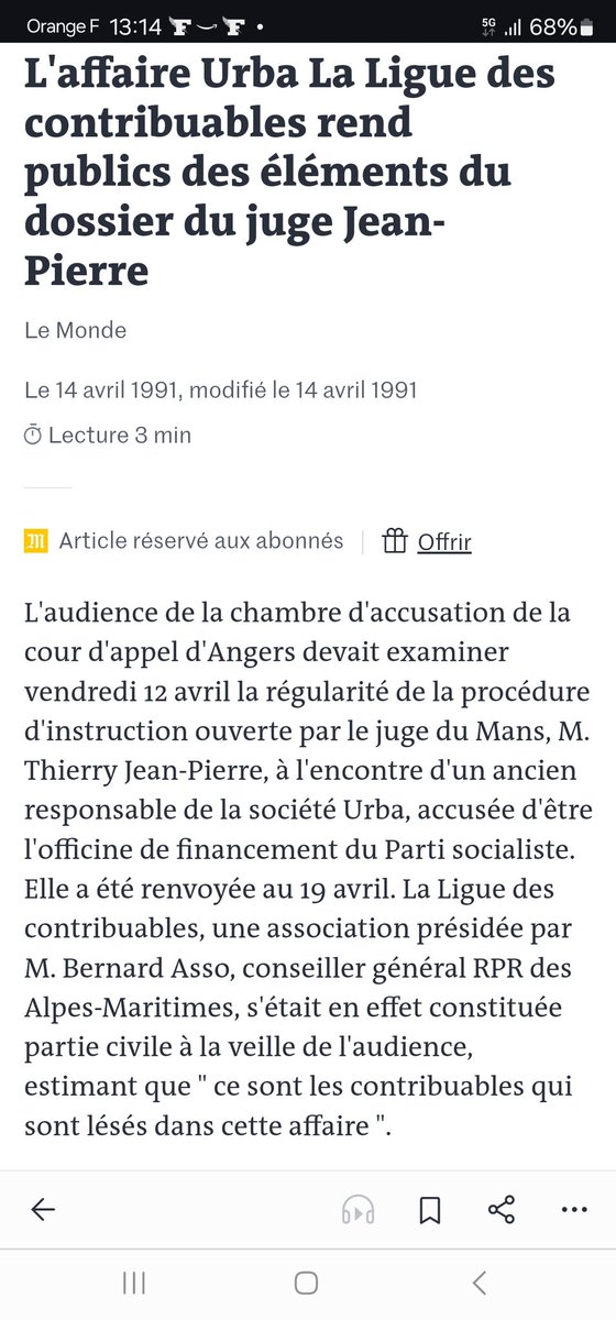 La disparition du juge #VanRuymbeke me rappelle, 33 ans plus tard, que mon confrère de Nice, Bernard Asso, et moi, avions été les premiers à porter plainte avec la Ligue des Contribuables dans l' affaire #Urba et ouvert à la presse le dossier. Un rodéo judiciaire, des menaces