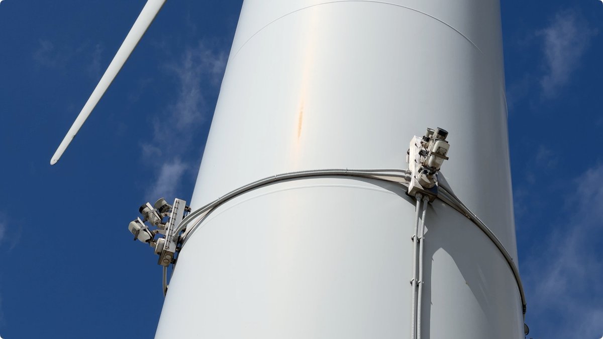 Have a look at those #birdmonitoring systems attached to a wind turbine I filmed on Evia island in #Greece. Its linked to a computer full of #ArtificialIntelligence able to recognise bird species. If birds come close a sound signal scares them off. #WMBD2024 @EU_ENV @euronews