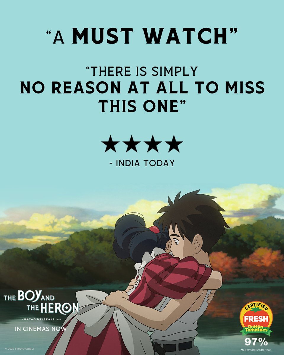 Come fall in love with Hayao Miyazaki’s latest masterstroke #TheBoyAndTheHeron now showing in Cinemas.

In Japanese with English Subtitles and English Dubbed Versions.

Book your tickets now: bookmy.show/e/TheBoyAndThe…​

#StudioGhibli #HayaoMiyazaki #AnimatedMovie #AcademyAwards