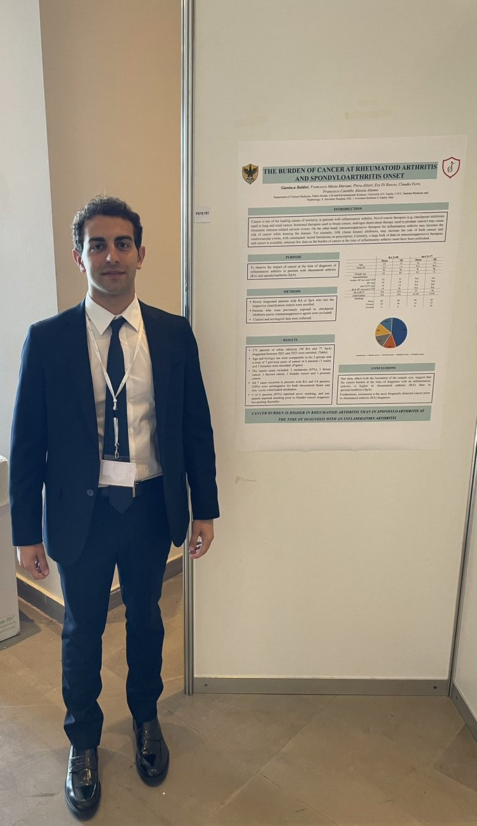 Super proud of our own Gianluca Baldini presenting his first poster on cancer in inflammatory arthritis at #EWRR2024 🤩