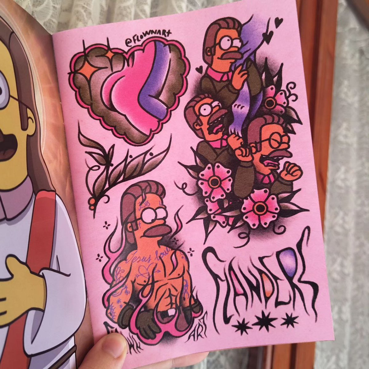 flownart's tweet photo. Página para el fanzine 742, Evergreen Terrace especial Ned Flanders de @cutrediciones 💕 https://t.co/6uYRRcdosa