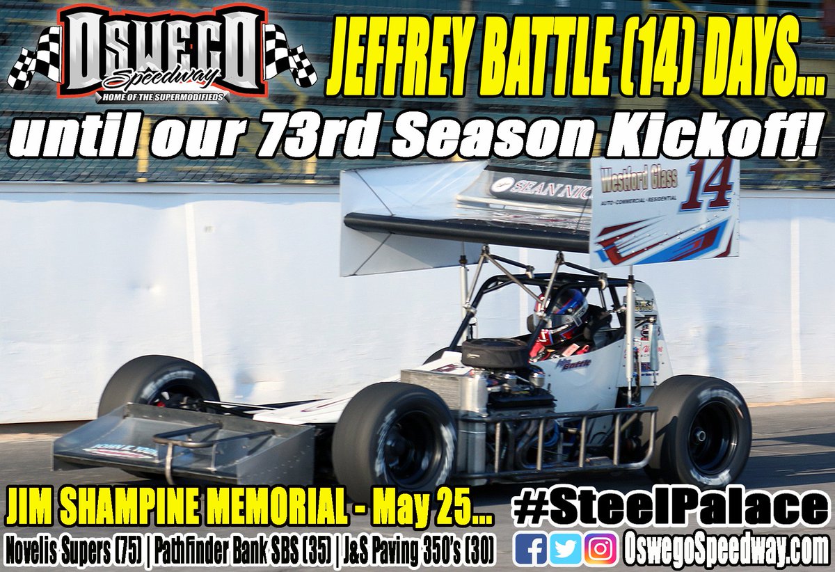 Jeffrey Battle (14) days until our Barlow's Concessions 73rd Season Kickoff featuring the 30-lap lid lifter for J&S Paving #350Supers on Saturday, May 25! #SteelPalace 📸 Bob Clark