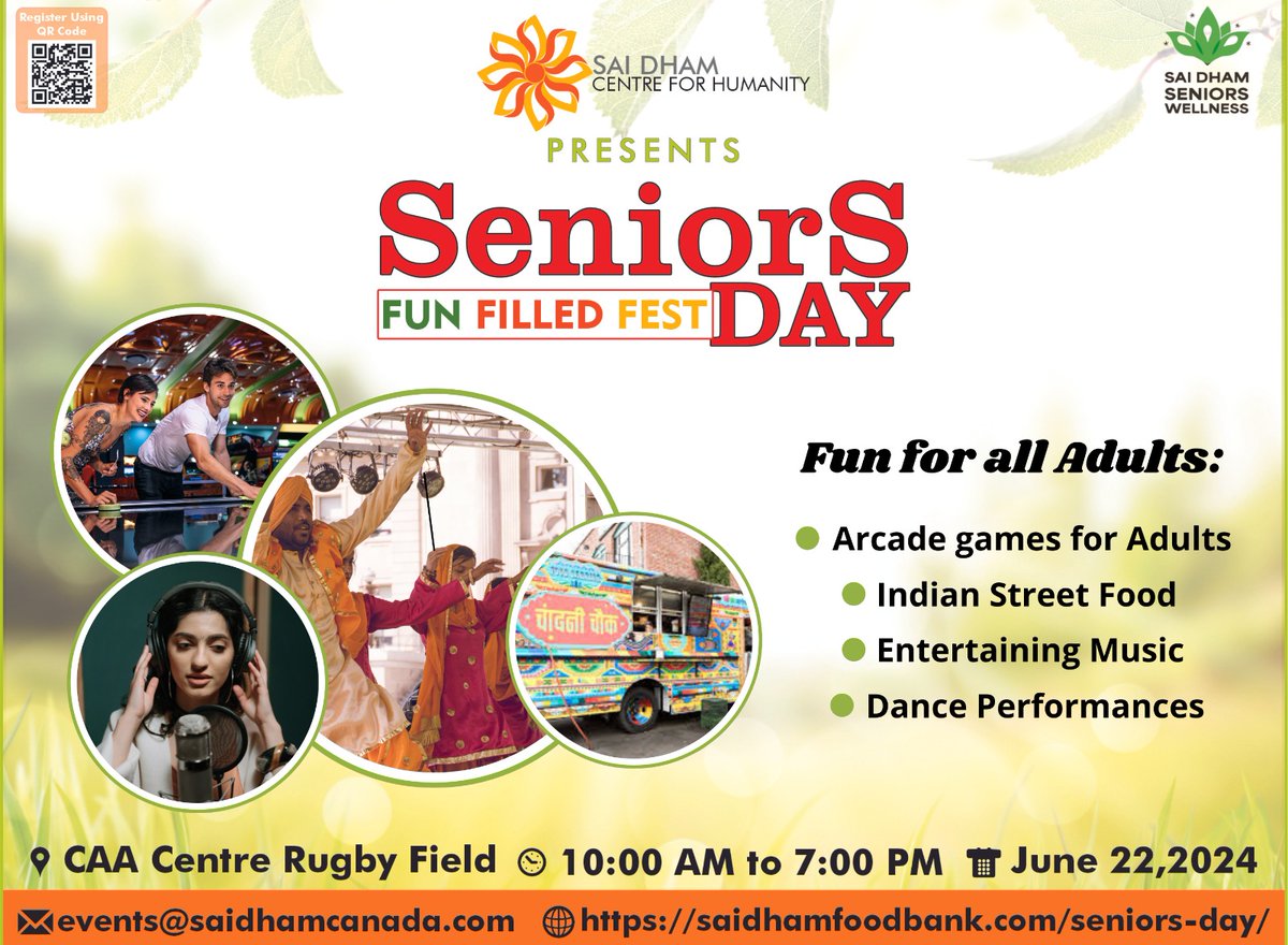 Have you registered your parents & grandparents yet? What are you waiting for?

If you live in the GTA this is your chance to come and enjoy the biggest outdoor Senior’s & Family event in Brampton! 

#SeniorWellness #SeniorEvent #SeniorGathering #SeniorSupport