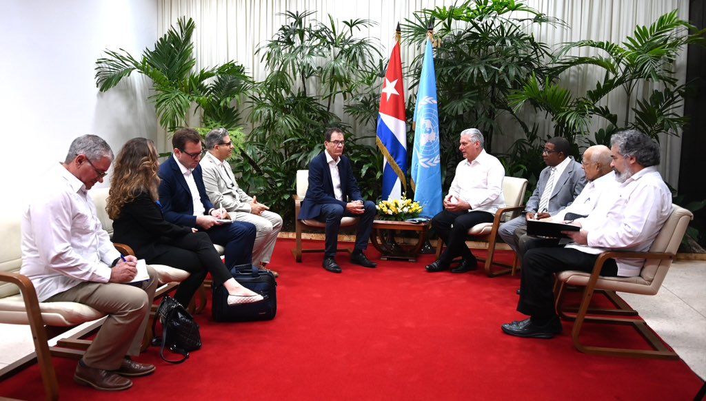 Me reuní con Gerd Müller, director general de la Organización de las Naciones Unidas para el Desarrollo Industrial (ONUDI), a quien agradecí el apoyo brindado a #Cuba en diversos proyectos de cooperación para promover el desarrollo industrial inclusivo y sostenible en el país.