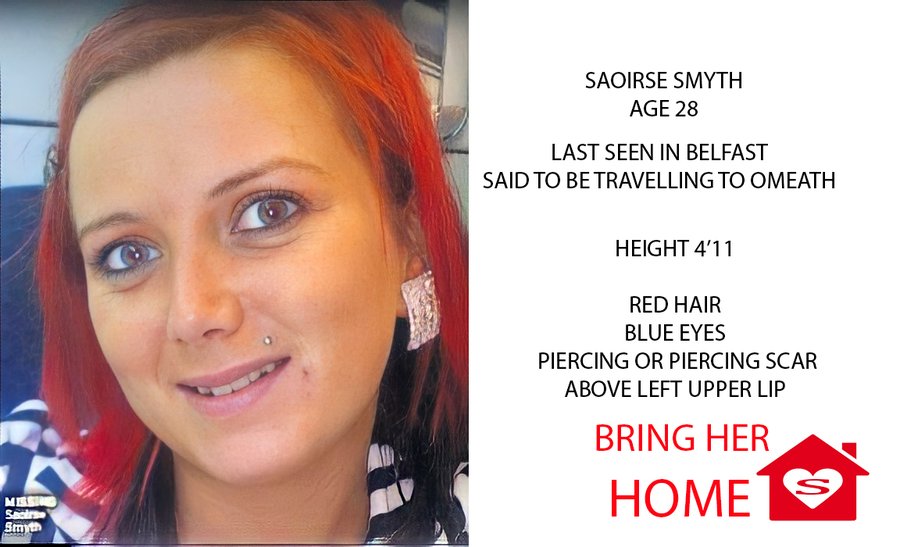 Saoirse Smyth from Belfast, who has been missing since 11th April 2017. 

#SaoirseSmyth❤🙏🏼 
#HelpBringSaoirseHome 
#JusticeForSaoirse⚖️ 
#DontLetSaoirseBeForgotten