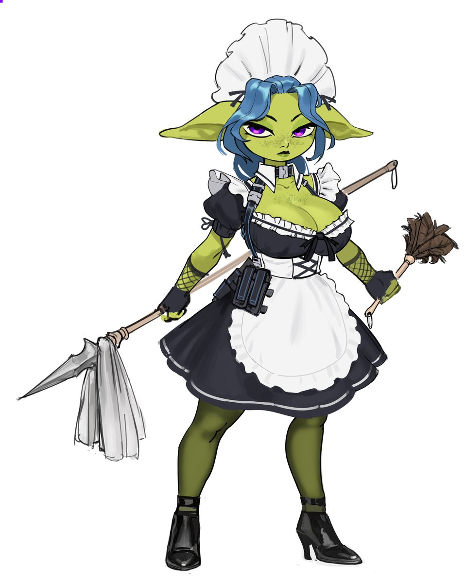 Oops, it's a little late😅 Happy Maid Day !!! BATTLEMAID GOBBO Commission for @otaku_cowboy #art #oc