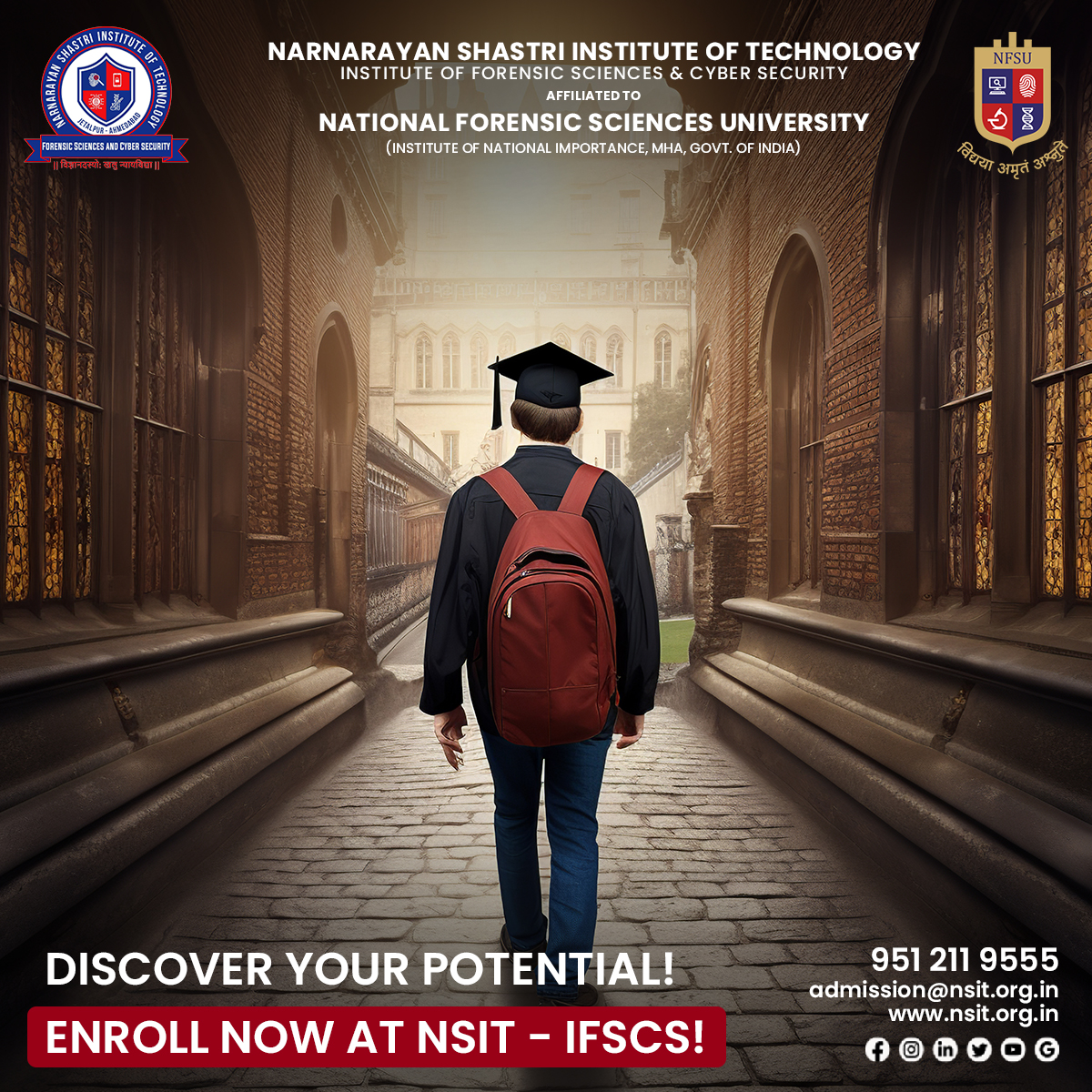 Enroll yourself at Ahmedabad's Leading Institute of Forensic Sciences and Cyber Security!

#nsit #nsitjetalpur #digitalforensics #cybersecurity #ForensicScience #forensics #ahmedabad #AdmissionOpen #ifscs #security #technology #cybercrime #privacy #college #student #education