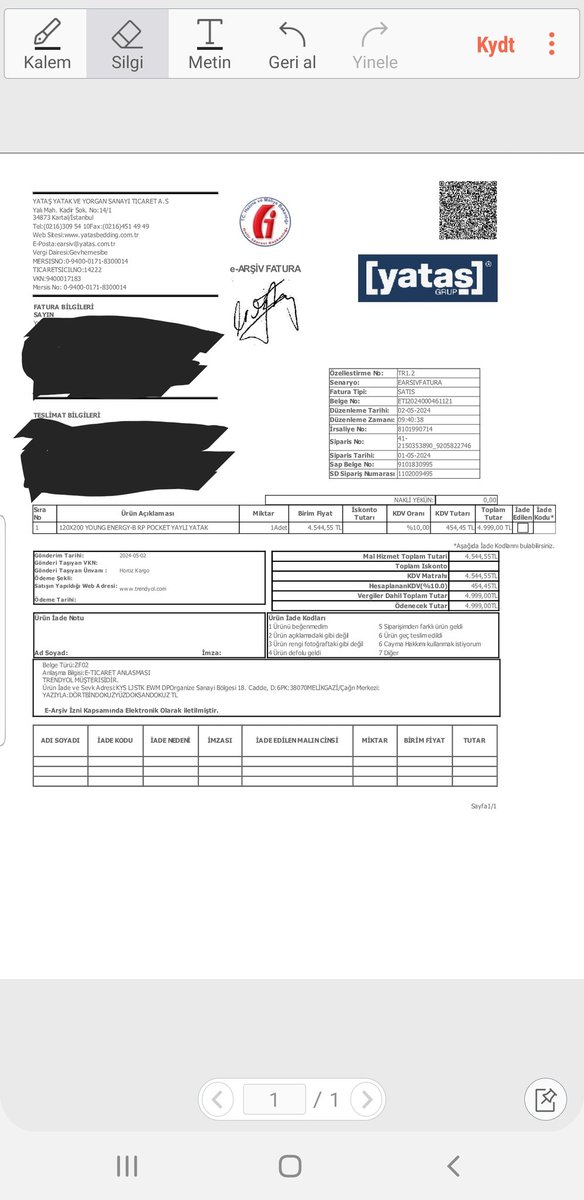 Fahis fiyat ihbarımdır. Faturada görüldüğü gibi iskonto yapılmamıştır. 1 mayısta ki normal fiyat 10 Mayısta %50 den fazla zam ile 7.629 TL  yapılmıştır. Görüntü faturadaki ürüne aittir. <a href="/ticaret/">T.C. Ticaret Bakanlığı</a> ,<a href="/TMOSDER/">MOSDER</a> , <a href="/yatasbedding/">Yataş</a> ,<a href="/itokurumsal/">İstanbul Ticaret Odası (İTO)</a>, #bütünturkiye