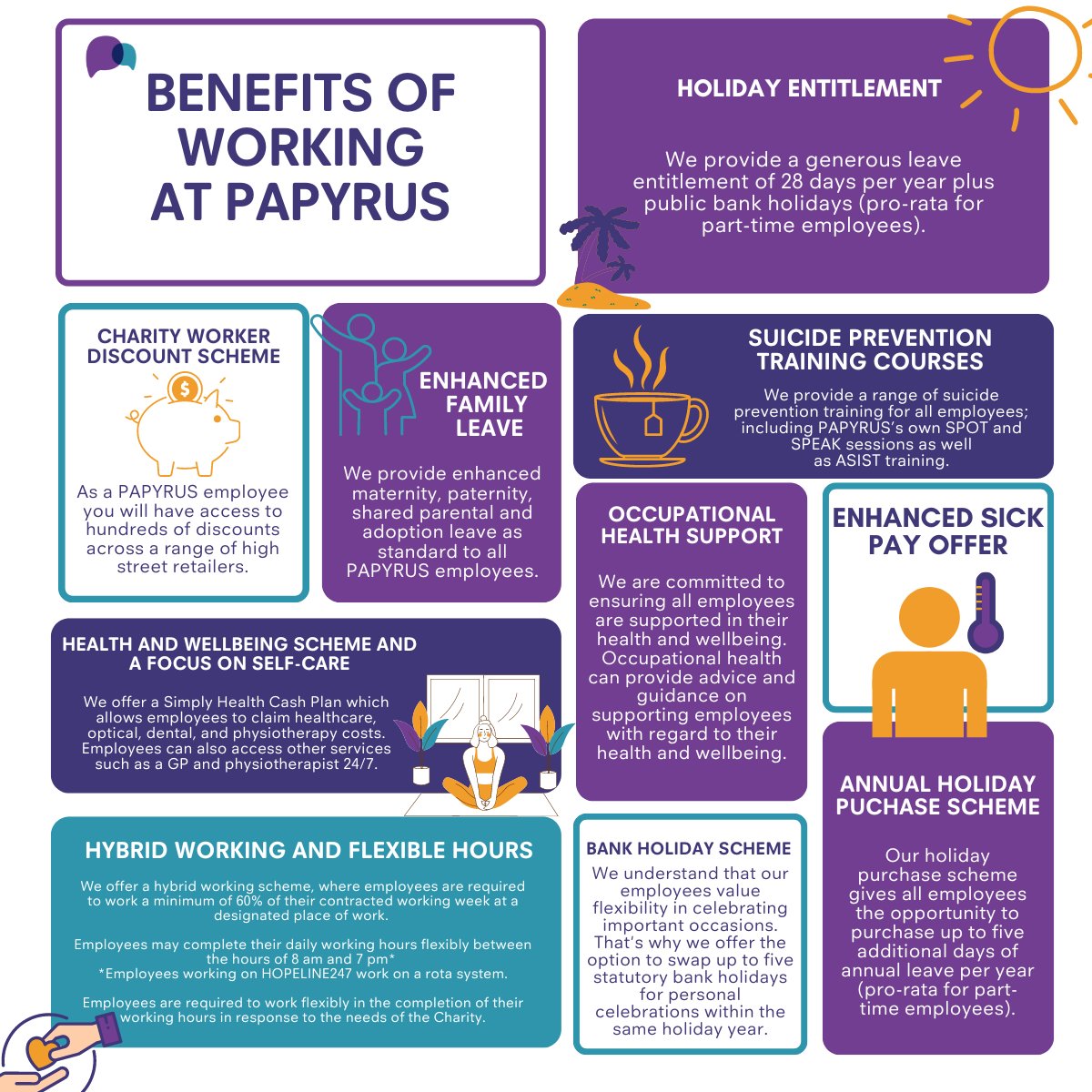 Make your work matter.💜 We really value our team and provide a range of employee benefits to ensure they feel supported. Explore our job opportunities nationwide and start making a difference today: papyrus-uk.org/current-vacanc… #SuicidePrevention #CharityJobs