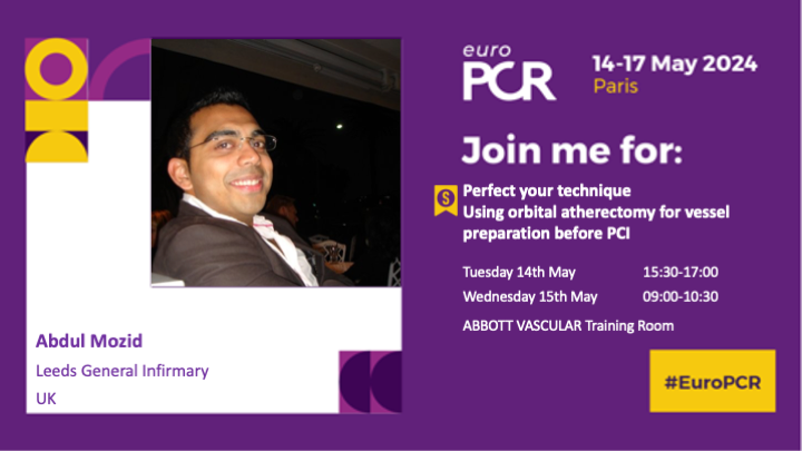 Looking forward to #EuroPCR next week @PCRonline Join us in the training village to learn about orbital atherectomy for vessel preparation before PCI