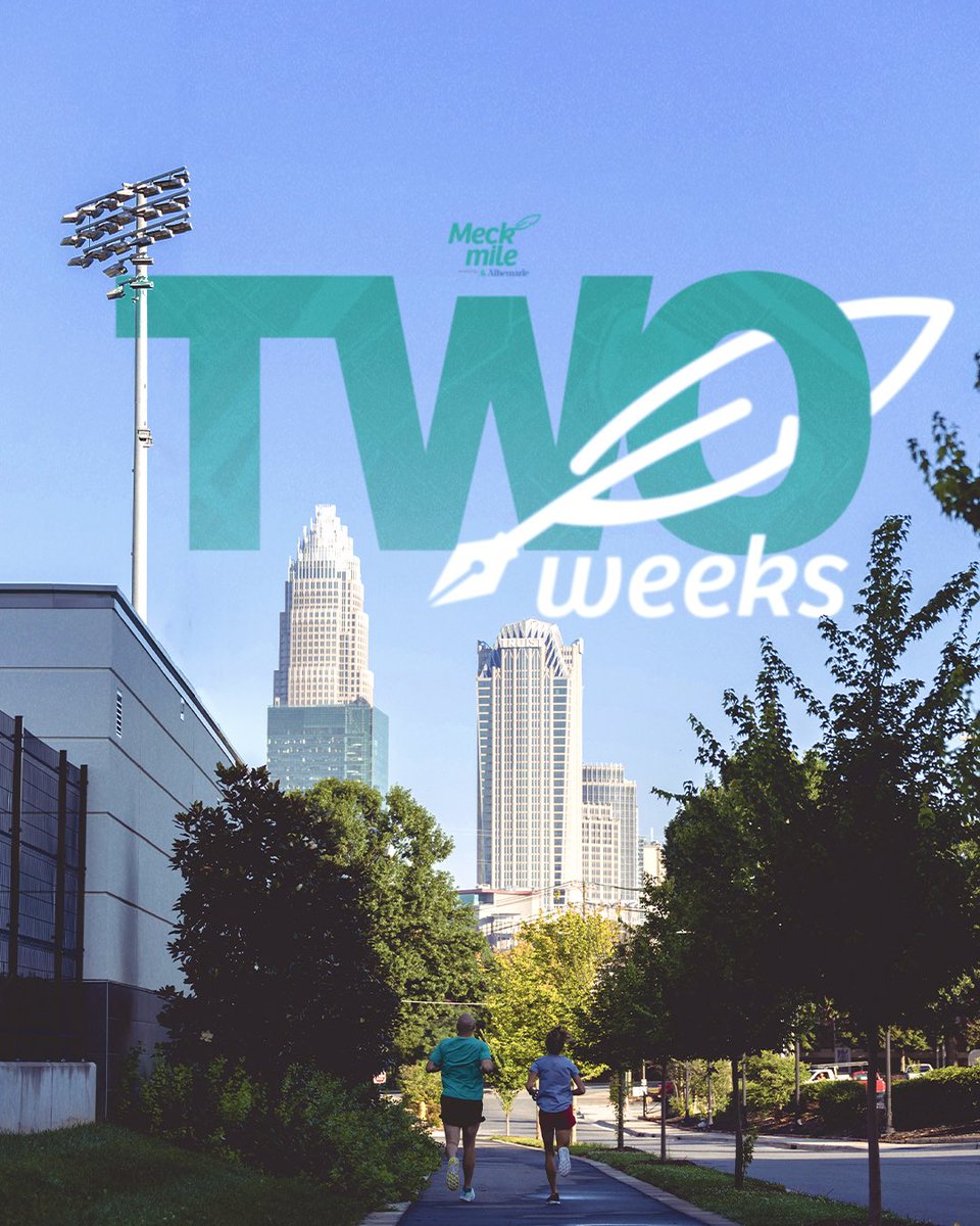 Two weeks until we turn these streets into a track. Sign up today and we’ll see you at the finish line on 5/25. MeckMile.com
