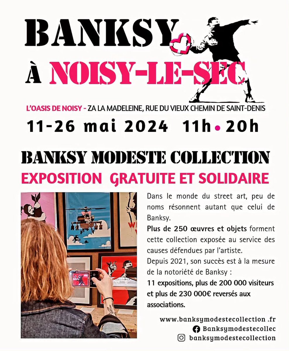 À Noisy-le-Sec avec @OSarrabeyrouse pour l’inauguration de l’exposition Banksy ! Gratuite et solidaire, venez la visiter jusqu’au 25 mai 🖼️ 300 oeuvres exposées avec de nombreux partenaires associatifs. Un événement exceptionnel 👏